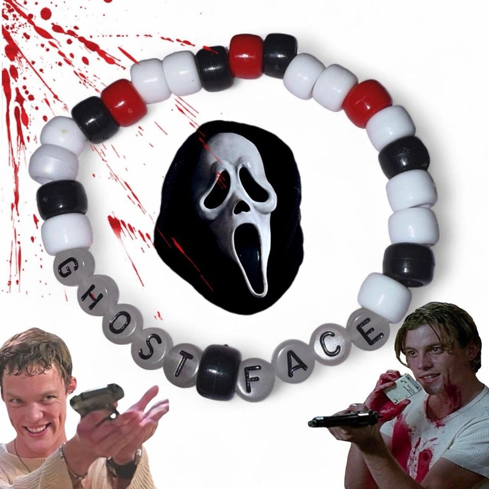 Ghostface glow in the dark Kandi beaded bracelet